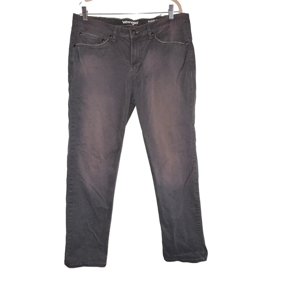 Outdoor Utility Work Wear Wrangler Regular Taper Faded Grey Stretch Jeans 36x30‎